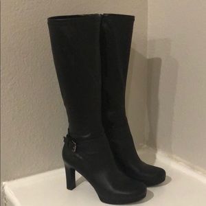 Nine West Black Knee High Heeled Boots Size 7.5